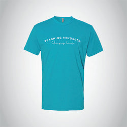 Teaching Mindsets–Changing Lives T-Shirt in Bondi Blue
